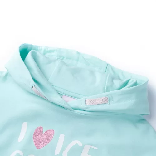 Világoskék kapucnis gyerekpulóver 128