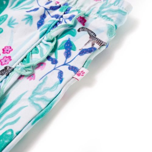 Ekrü és sötétmenta színű gyerekrövidnadrág húzózsinórral 140