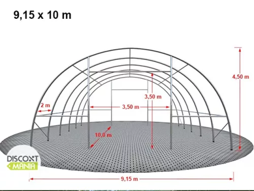 TP HIGHLANDER 9,15x10m ipari sátorcsarnok / mezőgazdasági sátor nehezen éghető PRIMEtex 2300 ponyvával, ablakkal - sötétzöld