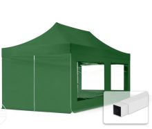   Professional összecsukható sátrak ECO 300g/m2 ponyvával, acélszerkezettel, 4 oldalfallal, panoráma ablakkal - 3x6m zöld