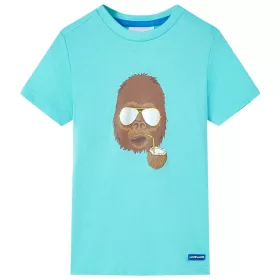 Aqua színű rövid ujjú gyerekpóló 140