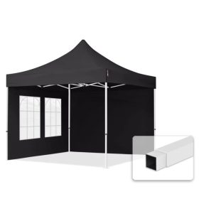   TP 3x3m összecsukható acél pavilon, 2 db oldalfallal - fekete