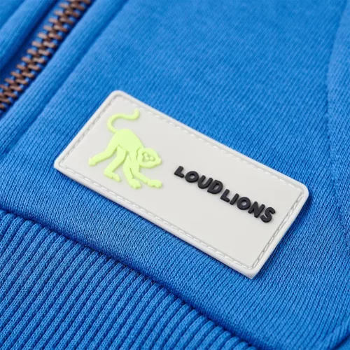 Kék kapucnis gyerekpulóver cipzárral 92