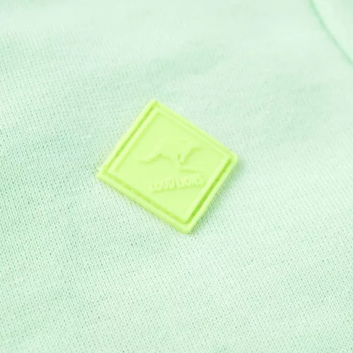 Élénkzöld kapucnis gyerekpulóver cipzárral 116