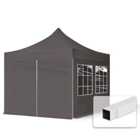   TP 3x3m összecsukható acél pavilon, 4 db oldalfallal - sötétszürke