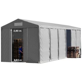   TP Vario 6x12m 4m oldalmagas raktársátor, bejárat típusa: eltolható