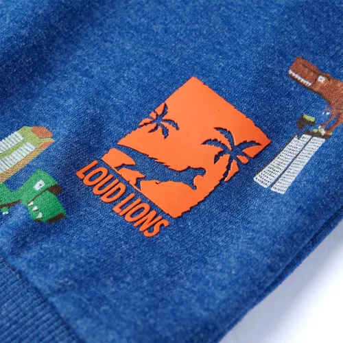 Sötétkék melange gyerekpulóver 140