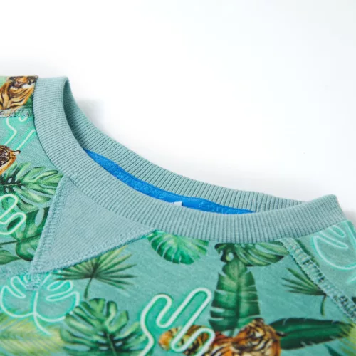 Világoszöld melange gyerekpulóver 140