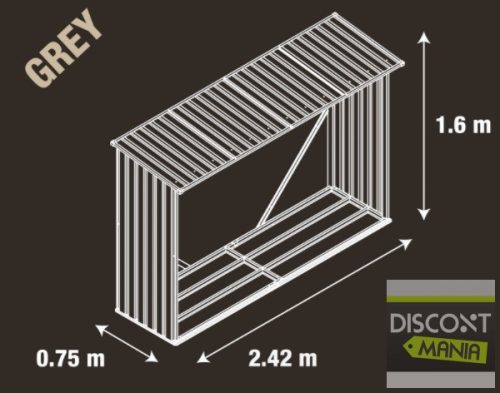 EPT Tüzifatároló 181 - 242 x 75 cm, szürke