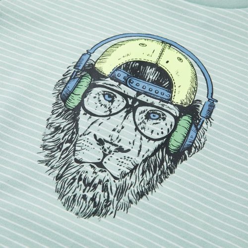 Világosmenta színű csíkos gyerekpóló 140