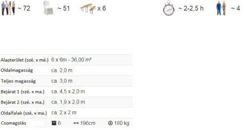 TP 6x6m erősített rendezvénysátor, PVC 750 - fehér