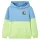 Kék és halvány sárga kapucnis gyerekpulóver 92