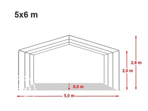 TP 5x6m standard rendezvénysátor, PVC 700 - fehér