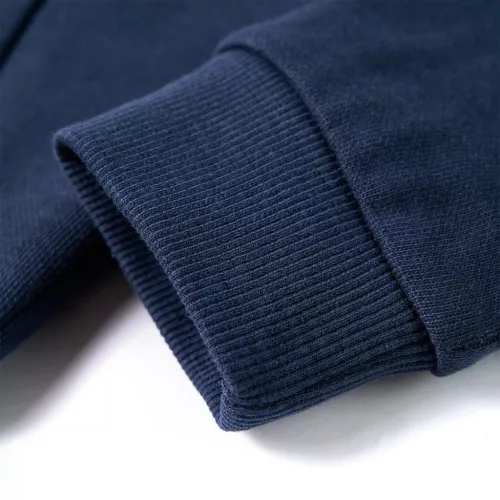 Sötétkék melange és narancs kapucnis gyerekpulóver 92