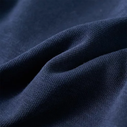 Sötétkék melange és narancs kapucnis gyerekpulóver 140