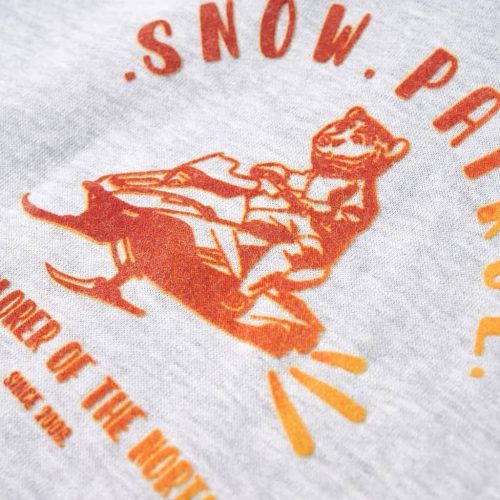 Szürke melange és narancs kapucnis gyerekpulóver 92