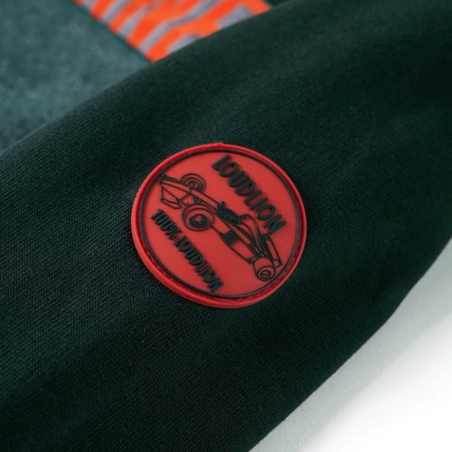 Sötétzöld kapucnis gyerekpulóver 116