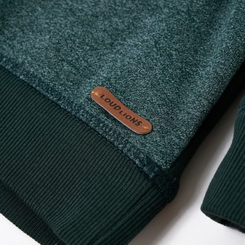 Sötétzöld kapucnis gyerekpulóver 116