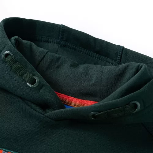 Sötétzöld kapucnis gyerekpulóver 128