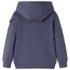Sötétkék melange kapucnis gyerekpulóver cipzárral 92