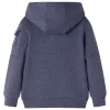 Sötétkék melange kapucnis gyerekpulóver cipzárral 104