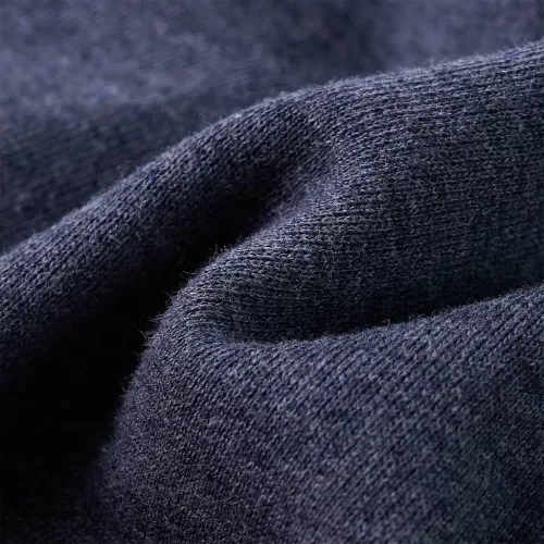 Sötétkék melange kapucnis gyerekpulóver cipzárral 116