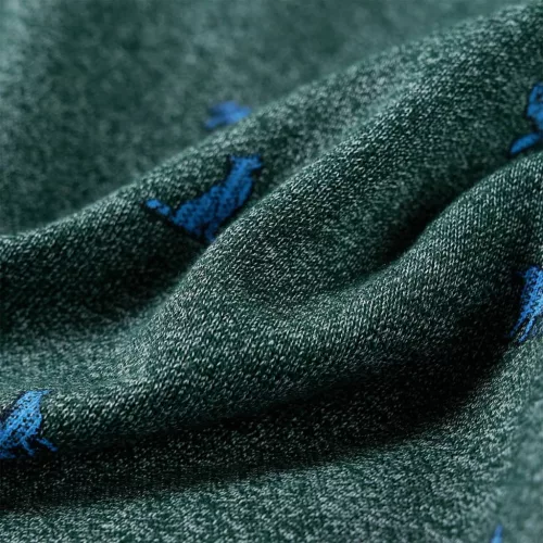 Sötétzöld melange gyerekpulóver 140