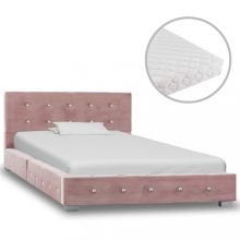 VID rózsaszín bársonyágy matraccal 90 x 200 cm