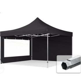   TP 4x4m összecsukható 800N alumínium pavilon, 2 db oldalfallal - fekete