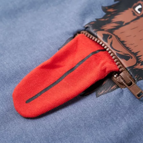 Kék melange kapucnis gyerekpulóver 128