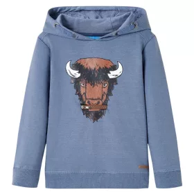 Kék melange kapucnis gyerekpulóver 140