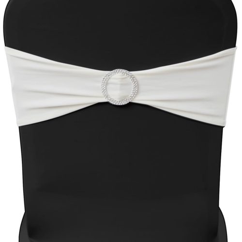 25 db krémszínű nyújtható dekoratív székpánt gyémántos csattal