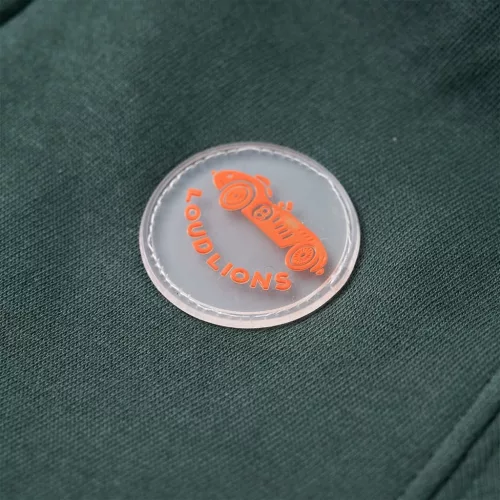 Sötétzöld kapucnis gyerekpulóver cipzárral 92