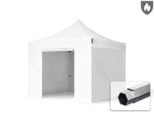   Professional összecsukható sátor PROFESSIONAL 620g/m2 tűzálló ponyvával, alumínium szerkezettel, 4 oldalfallal, ablak nélkül - 3x3m fehér