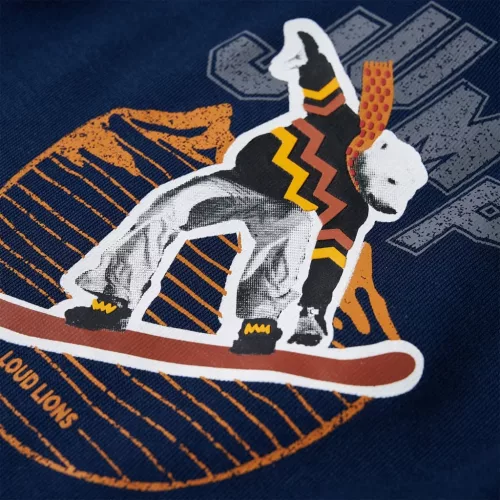 Tengerészkék kapucnis gyerekpulóver 116