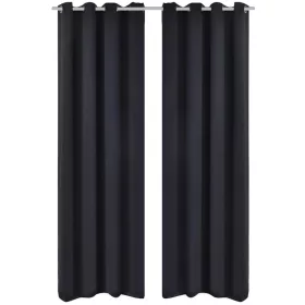    2 db fekete sötétítőfüggöny fém fűzőlyukakkal 135 x 175 cm