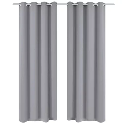  2 db szürke sötétítőfüggöny fém fűzőlyukakkal 135 x 175 cm