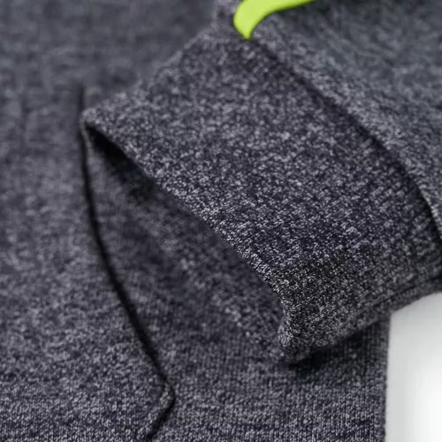 Szürke melange kapucnis gyerekpulóver cipzárral 92