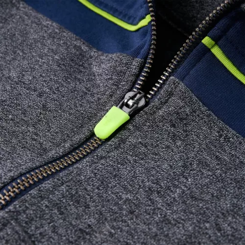 Szürke melange kapucnis gyerekpulóver cipzárral 104