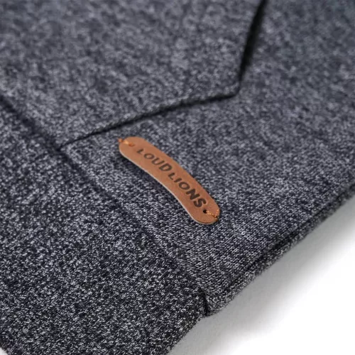 Szürke melange kapucnis gyerekpulóver cipzárral 104