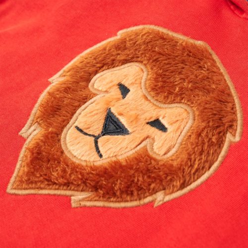 Piros kapucnis gyerekpulóver 140