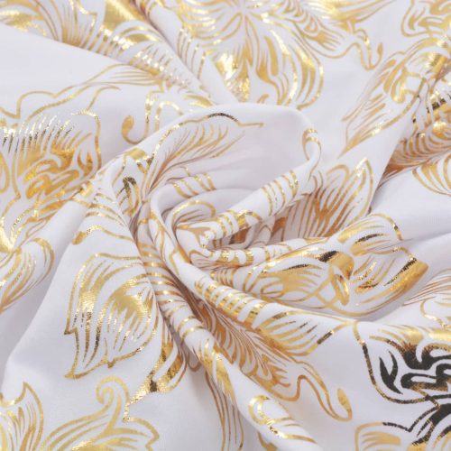  6 darab fehér szabott sztreccs székszoknya aranyszínű mintával