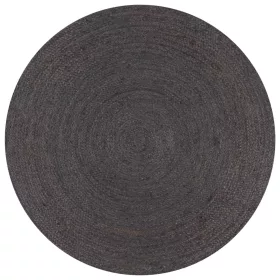     sötétszürke kézzel font kör alakú jutaszőnyeg 150 cm