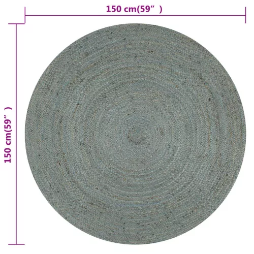  olívazöld kézzel font kör alakú jutaszőnyeg 150 cm