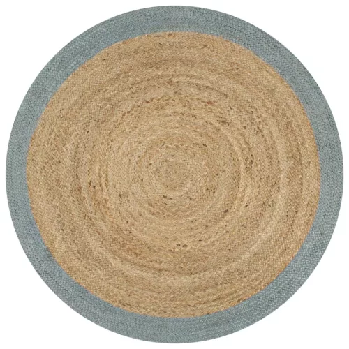  olívazöld szélű kézzel font jutaszőnyeg 150 cm