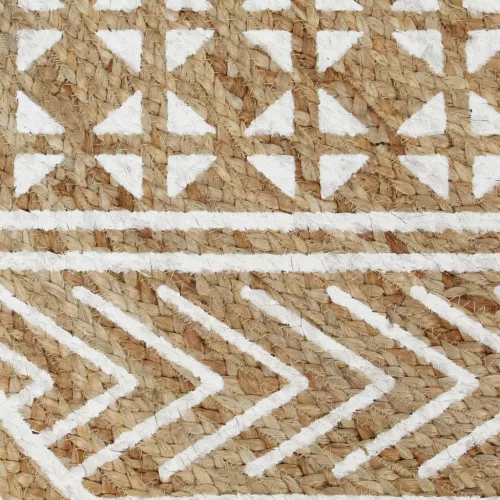  kézzel font jutaszőnyeg fehér mintával 150 cm