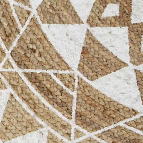  kézzel font jutaszőnyeg fehér mintával 90 cm