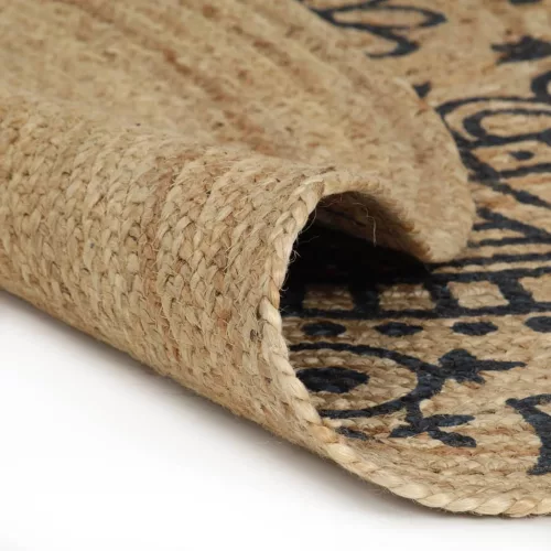  kézzel font jutaszőnyeg sötétkék mintával 90 cm