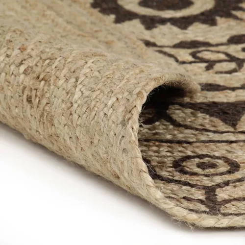  kézzel font jutaszőnyeg sötétbarna mintával 90 cm