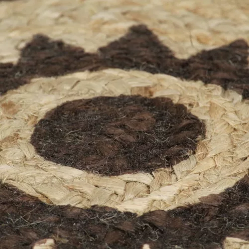  kézzel font jutaszőnyeg sötétbarna mintával 90 cm